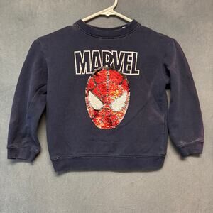 H&M Sequins Marvel Spider-Man Sequin Sweatshirt Kids 5-6Y Navy Comic Book